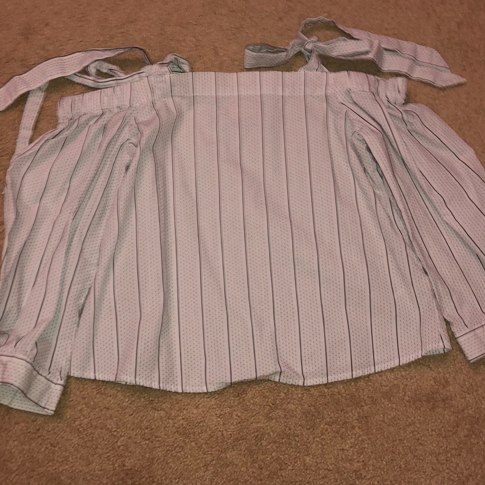a.n.d e a w y off the shoulder shirt.